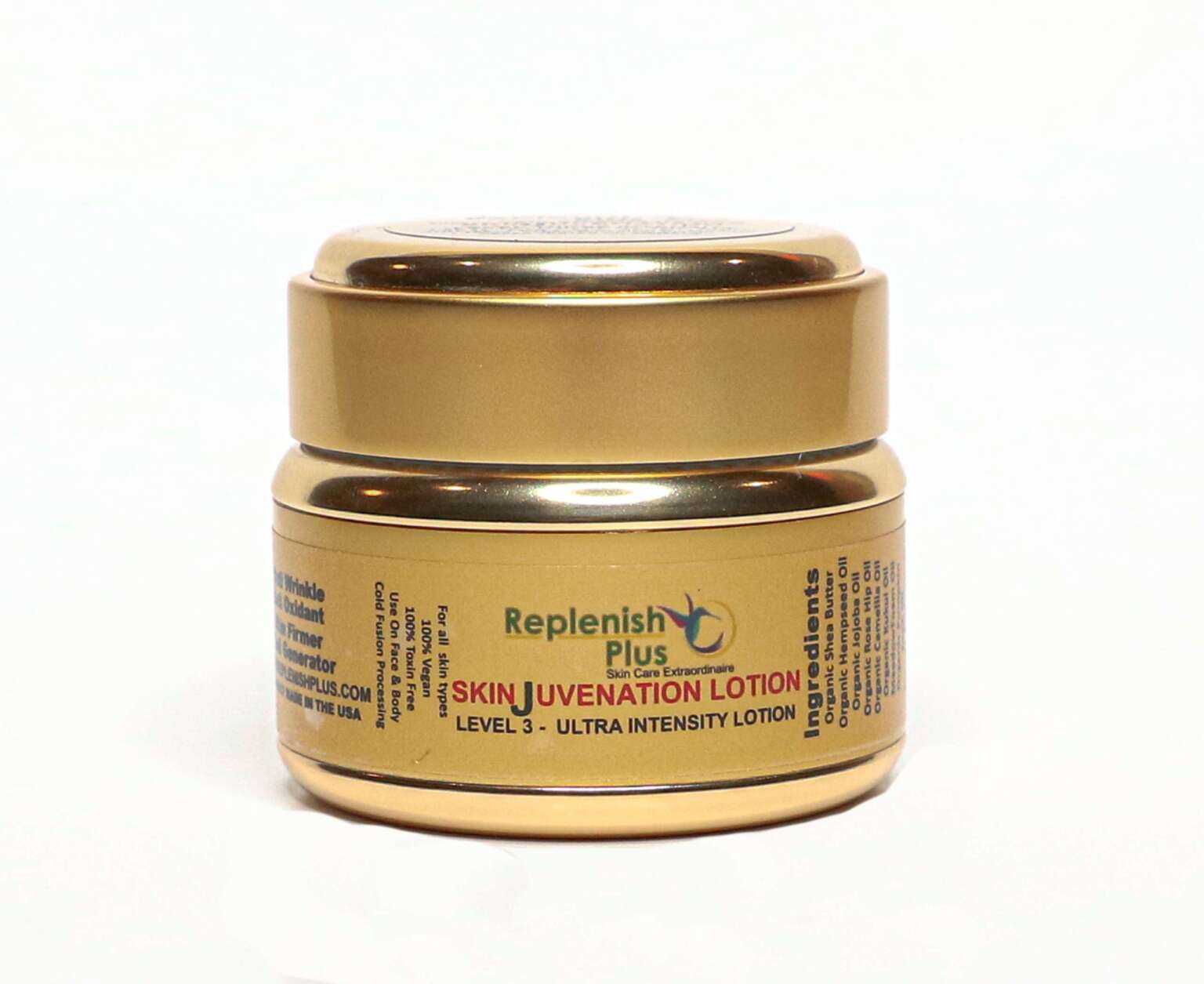 Replenish Plus C Skinjuvination Ultra intensity cream in gold jar